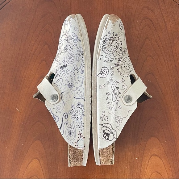 Birkenstock Women’s Floral Print White Leather Clog | EU 37 - Picture 6 of 7